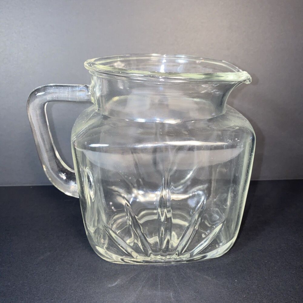 Vintage 1950’s Federal Clear Glass Juice Square Pitcher With Star On Bottom